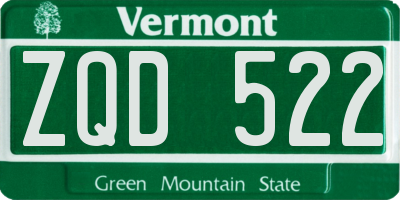 VT license plate ZQD522
