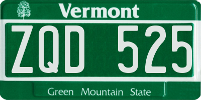 VT license plate ZQD525