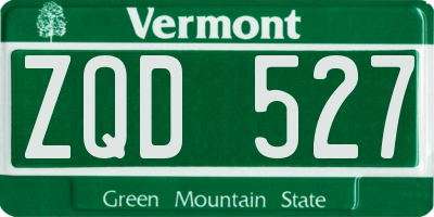 VT license plate ZQD527