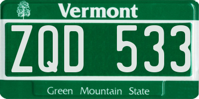 VT license plate ZQD533