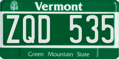 VT license plate ZQD535