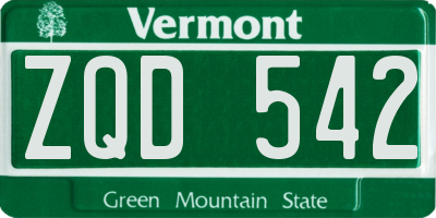 VT license plate ZQD542