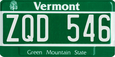 VT license plate ZQD546