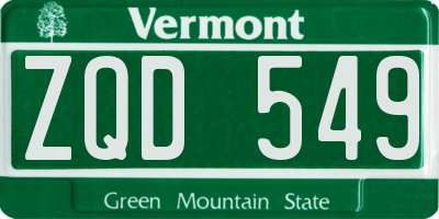 VT license plate ZQD549
