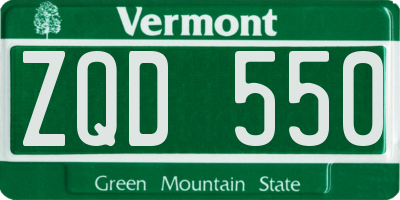 VT license plate ZQD550