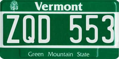 VT license plate ZQD553