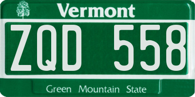VT license plate ZQD558