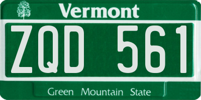 VT license plate ZQD561