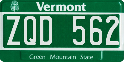 VT license plate ZQD562