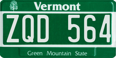VT license plate ZQD564