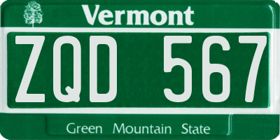 VT license plate ZQD567