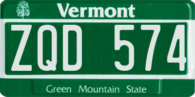 VT license plate ZQD574