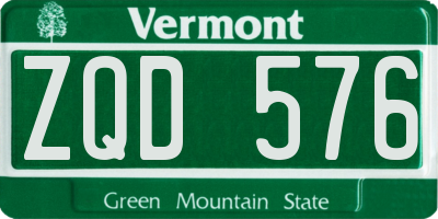 VT license plate ZQD576