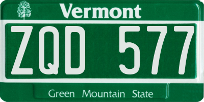 VT license plate ZQD577