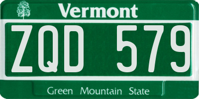 VT license plate ZQD579