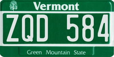 VT license plate ZQD584