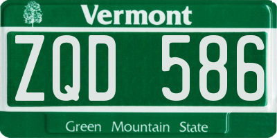 VT license plate ZQD586
