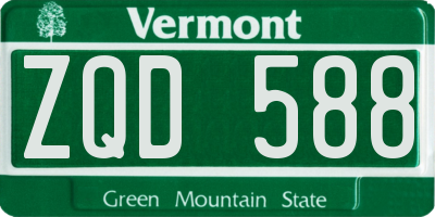 VT license plate ZQD588