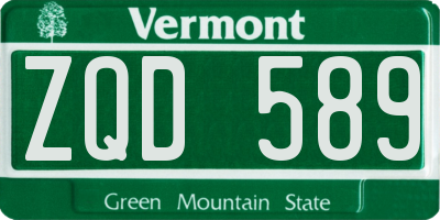 VT license plate ZQD589