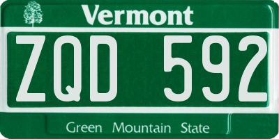 VT license plate ZQD592