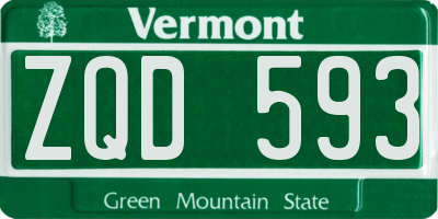 VT license plate ZQD593