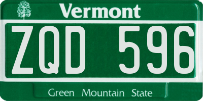 VT license plate ZQD596