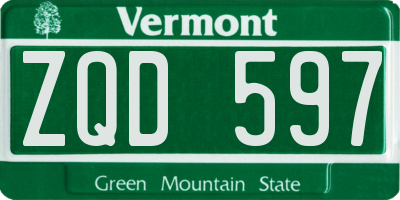 VT license plate ZQD597