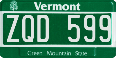 VT license plate ZQD599