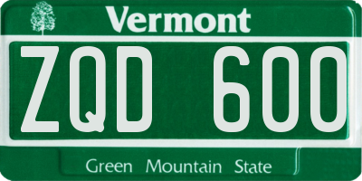 VT license plate ZQD600