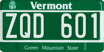 VT license plate ZQD601