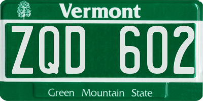 VT license plate ZQD602