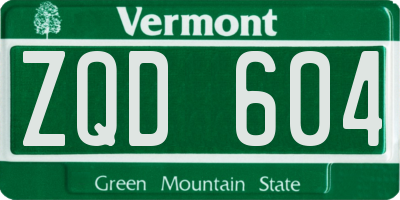 VT license plate ZQD604