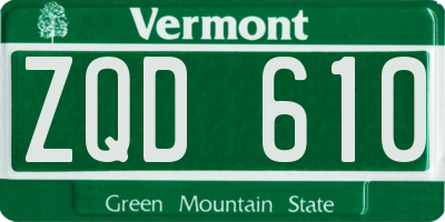 VT license plate ZQD610