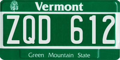 VT license plate ZQD612