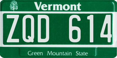 VT license plate ZQD614