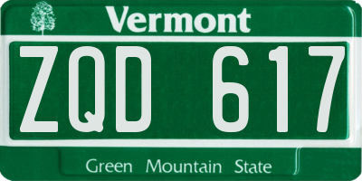 VT license plate ZQD617