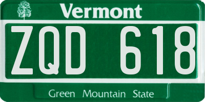 VT license plate ZQD618
