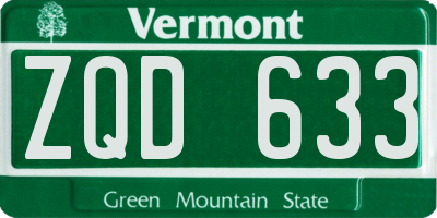 VT license plate ZQD633
