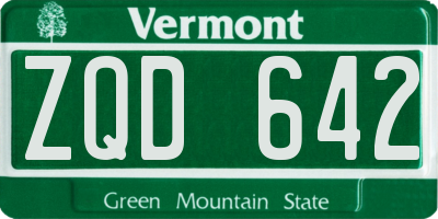 VT license plate ZQD642