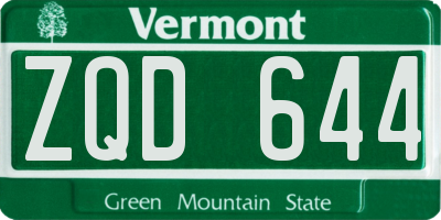 VT license plate ZQD644