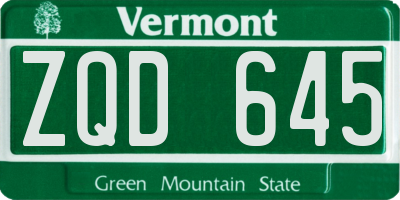 VT license plate ZQD645