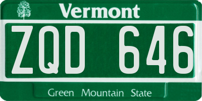 VT license plate ZQD646