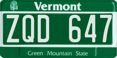 VT license plate ZQD647