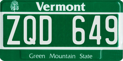 VT license plate ZQD649