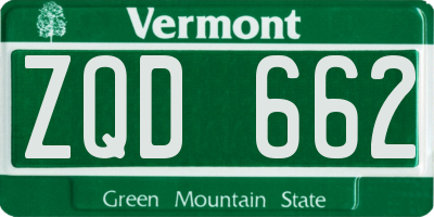 VT license plate ZQD662