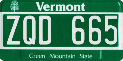 VT license plate ZQD665