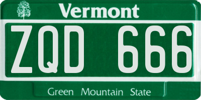 VT license plate ZQD666
