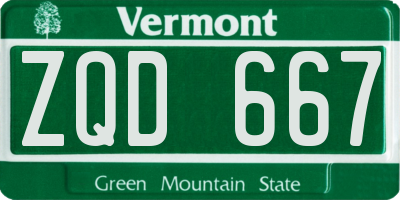 VT license plate ZQD667
