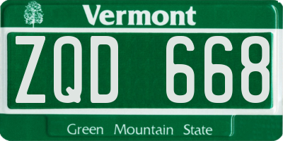 VT license plate ZQD668