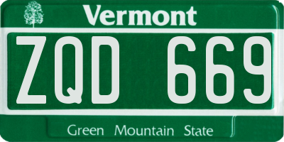 VT license plate ZQD669